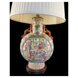 LARGE FAMILLE ROSE MEDALLION PORCELAIN MOON FLASK