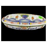DELFT HAND PAINTED FLORAL COVERED DISH