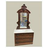 WALNUT VICTORIAN MARBLE TOP DRESSER