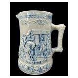 ANTIQUE SALT GLAZE VILLAGE SCENE PITCHER