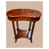 CHERRY INLAID KIDNEY SHAPED TABLE