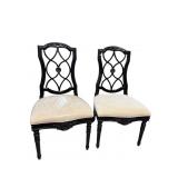 2 EBONIZED HIGH BACK CARVED CHAIRS