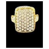 DESIGNER EMMA SKYE STAINLESS PAVE RHINESTONE RING;