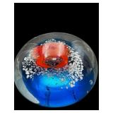ARTGLASS CONTROLLED BUBBLE CRAB PAPERWEIGHT