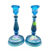 PR OF FENTON CELESTE BLUE IRIDESCENT STRETCH