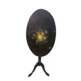 PAINT DECORATED OVAL TILT TOP TABLE