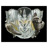 ARTIST MADE STERLING WOLF CRYSTAL CENTER BOWL