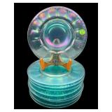 SET OF 9 NORTHWOOD JADE BLUE IRIDESCENT STRETCH