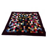 ANTIQUE HANDMADE VELVET BORDER CRAZY QUILT