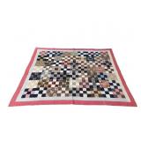 ANTIQUE HANDMADE CHECKERBOARD SUMMER QUILT