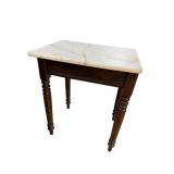 TURNED LEG MARBLE TOP TABLE, AS IS