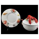 1991 FITZ AND FLOYD 3 QT FISH MARKET LOBSTER SOUP