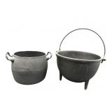 LOT OF 2 CAST IRON/METAL POTS