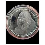 2015 1 OZ. SILVER CONGO SILVERBACK GORILLA COIN