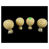 LOT OF 4 BRASS RIBBED SPHERE DOOR KNOBS