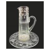 SILVER PLATED OVERLAY WATER PITCHER AND UNDERPLATE