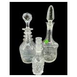 3 PC LOT CRYSTAL AND GLASS DECANTERS