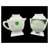 2 PC ANTIQUE WESTMORELAND MILK GLASS LIDDED