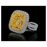 18K RARE 5 CT. YELLOW DIAMOND AND WHITE DIAMOND