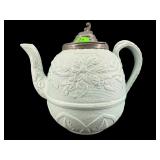 ANTIQUE FLORAL MOTIF SALT GLAZE TEAPOT
