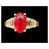 18K NATURAL RUBY & DIAMOND RING