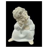 LLADRO ANGEL THINKING PORCELAIN FIGURINE
