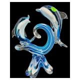 LARGE MURANO STYLE ART GLASS JUMPING DOLPHINS