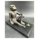 BRONZE SITTING MONKEY ON STAND