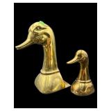 2 PC LOT BRASS DUCK BOOKENDS