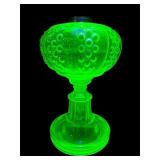 ANTIQUE EAPG VASELINE GLASS OIL LAMP
