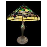 TIFFANY STYLE DRAGONFLY LEADED GLASS LAMP