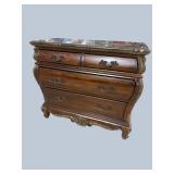 KATHY IRELAND MARBLE TOP CARVED BOMBAY CHEST