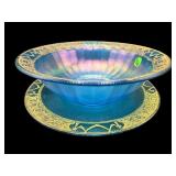 2 PCS CELESTE BLUE IRIDESCENT STRETCH GLASS BOWL