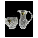 2 PC LOT WATERFORD CRYSTAL CREAMER AND SUGAR BOWL