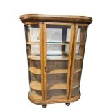 LARGE OAK BOW GLASS CHINA CLOSET
