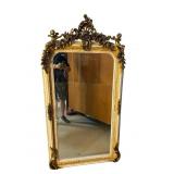 LARGE PAINT DECORATED CHERUB FRENCH MIRROR