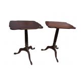 2 19TH CENT. TWISTED PEDESTAL MAHOGANY TABLES