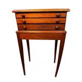WALNUT 3 DRAWER SPOOL CABINET ON LEGS