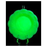 FENTON SATIN CUSTARD URANIUM GLASS BOWL