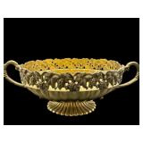 LARGE ORNATE GRAPE AND LEAF BRASS URN BOWL