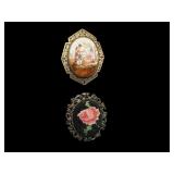 PAIR OF COSTUME CAMEO BROOCHES