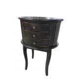 3 DRAWER EBONIZED OVAL STAND