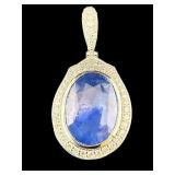 PLATINUM SRI LANKA SAPPHIRE & DIAMOND PENDANT