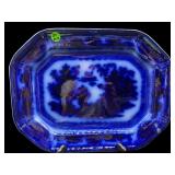 ANTIQUE FLOW BLUE PORCELAIN PLATTER