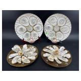 LOT OF 4 DECORATOR OYSTER PLATES