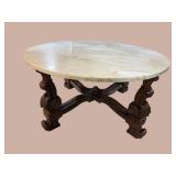 ORNATE ROUND MARBLE TOP COFFEE TABLE