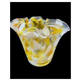 MURANO STYLE MULTICOLOR RUFFLED VASE