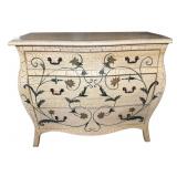 PAINT DECORATED 3 DRAWER BOMBAY FORMED CHEST
