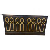 BLACK GOLD DECORATED 4 DOOR MODERN CREDENZA