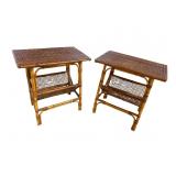 LOT OF 2 WOVEN BAMBOO MAGAZINE TABLES